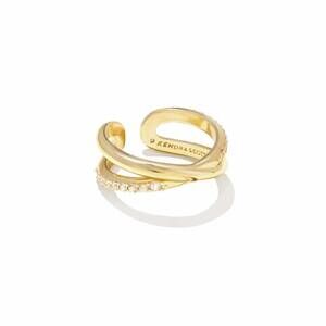NEW KENDRA SCOTT women's annie infinity ring in gold rhodium white crystal